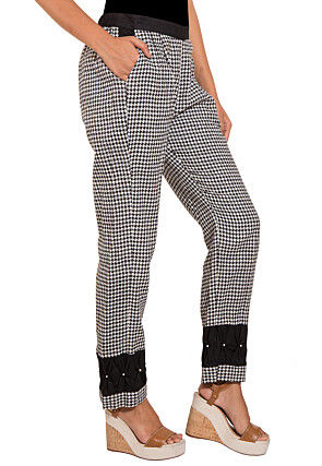 Printed Cotton Pant in White and Black