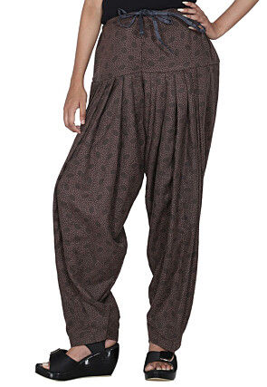 Printed Cotton Patiala in Dark Grey