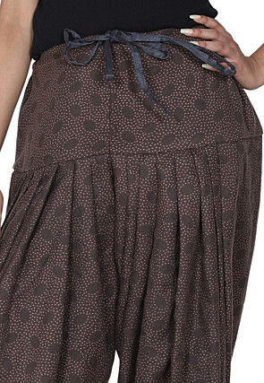 Printed Cotton Patiala in Dark Grey