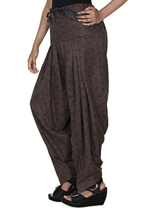 Printed Cotton Patiala in Dark Grey