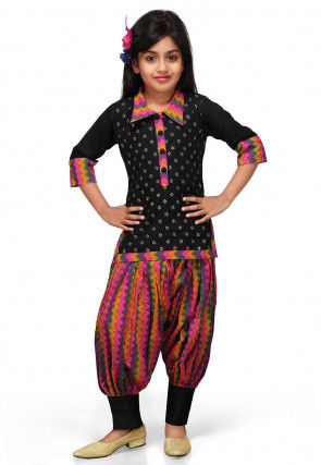 Printed Cotton Salwar Set in Black