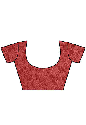 Printed Cotton Saree in Red