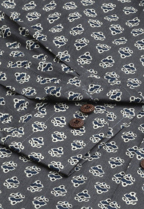 Printed Cotton Shirt in Grey