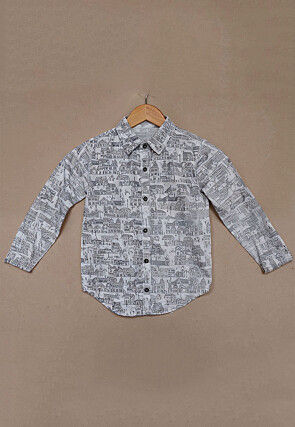 Printed Cotton Shirt in White