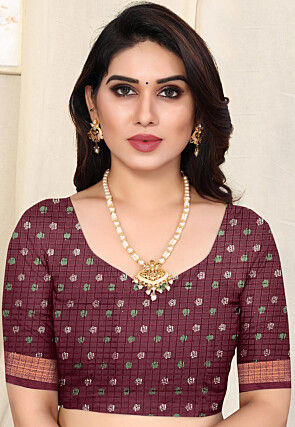 Printed Cotton Silk Saree in Maroon