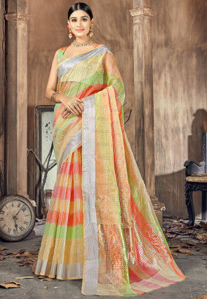 Printed Cotton Silk Saree in Multicolor