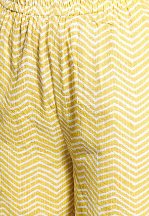 Printed Cotton Straight Kurta Set in Yellow