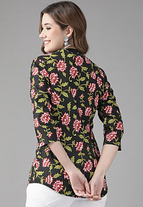 Printed Cotton Top in Black