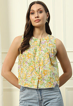 Printed Cotton Top in Yellow