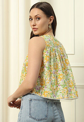 Printed Cotton Top in Yellow