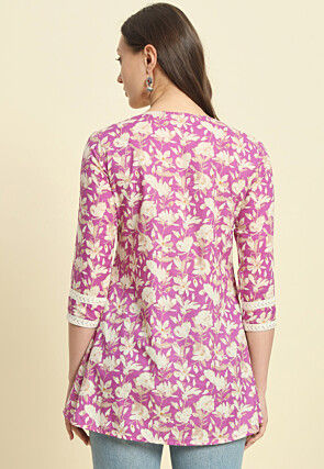 Printed Cotton Tunic in Light Purple