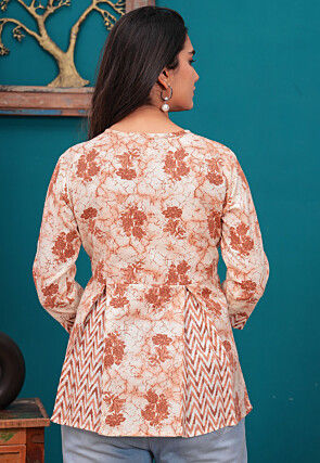 Printed Cotton Tunic in Peach