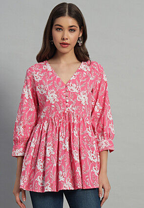 Printed Cotton Tunic in Pink