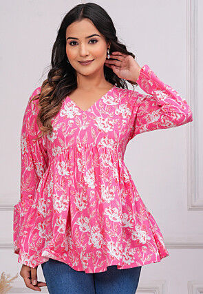 Printed Cotton Tunic in Pink