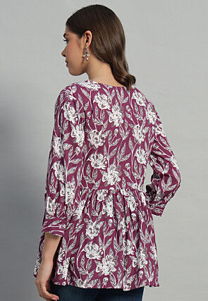Printed Cotton Tunic in Purple