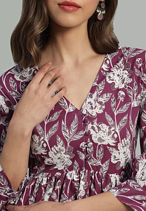 Printed Cotton Tunic in Purple