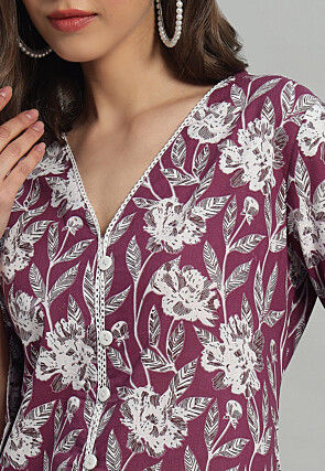 Printed Cotton Tunic in Purple