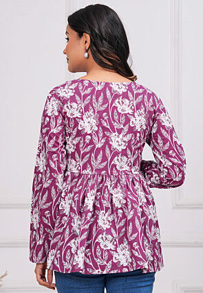 Printed Cotton Tunic in Purple
