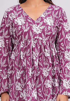 Printed Cotton Tunic in Purple