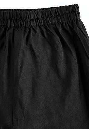 Printed Crepe Kurta Set in Black