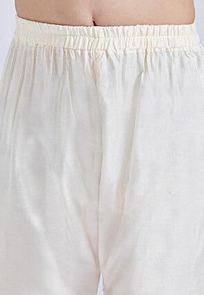 Digital Printed Crepe Kurta Set in Cream