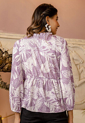 Printed Crush Polyester Top in Light Purple
