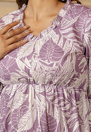 Printed Crush Polyester Top in Light Purple