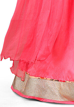 Plain Dupion Silk Lehenga in Pink