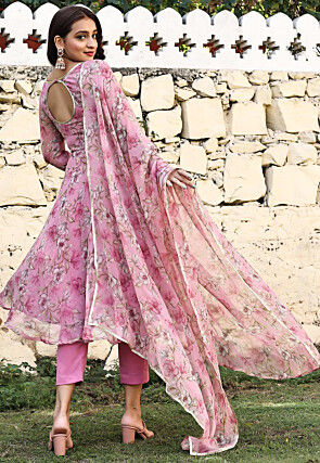 Printed Chiffon Pakistani Suit in Pink