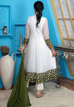 Printed Georgette Aline Suit in Off White
