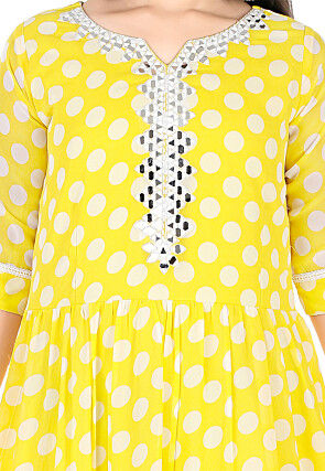 Printed Georgette Gown in Yellow