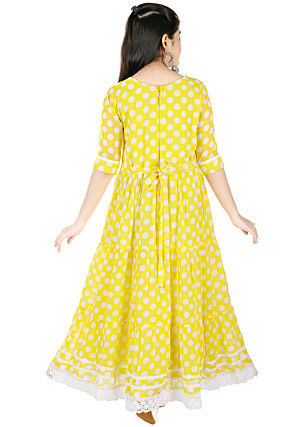 Printed Georgette Gown in Yellow