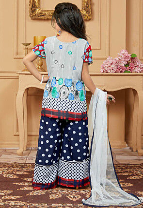 Printed Georgette Pakistani Suit in Grey