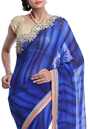 Printed Georgette Saree in Blue