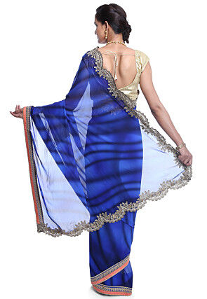 Printed Georgette Saree in Blue