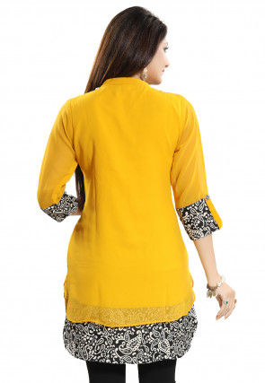 Printed Georgette Tunic in Mustard