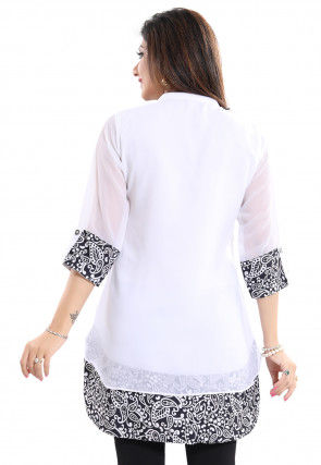 Printed Georgette Tunic in Off White