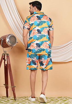 Printed Modal Satin Co Ord Set in Multicolor