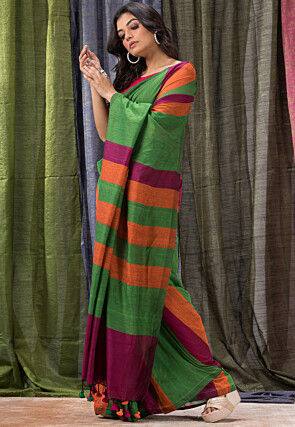 Printed Mulmul Cotton Saree in Multicolor