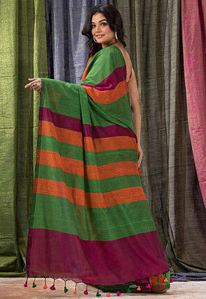 Printed Mulmul Cotton Saree in Multicolor