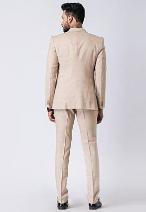 Printed Polyester Tuxedo in Beige