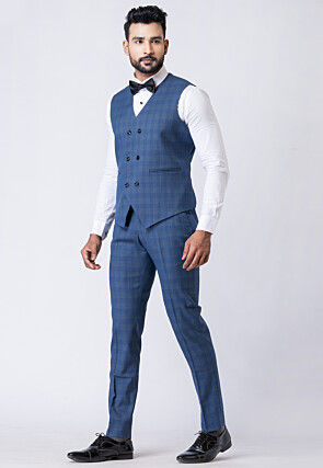 Printed Polyester Tuxedo in Blue