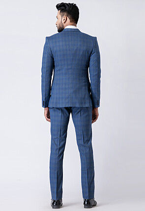 Printed Polyester Tuxedo in Blue