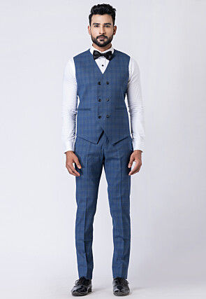 Printed Polyester Tuxedo in Blue