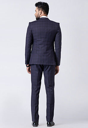 Printed Polyester Tuxedo in Navy Blue