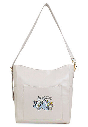 Printed PU Hand Bag in Off White