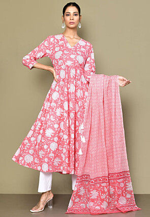 Shop Pink Cotton Churidar Suit After Six Wear Online at Best Price