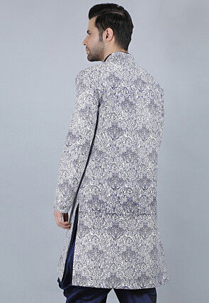 Printed Pure Cotton Asymmetric Jacket in Off White