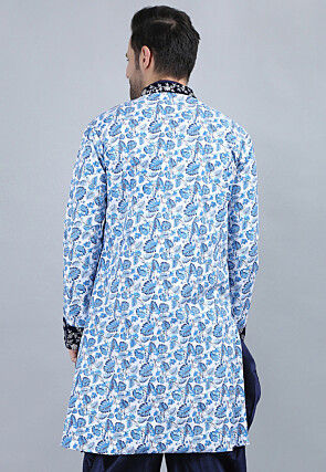 Printed Pure Cotton Asymmetric Jacket in White