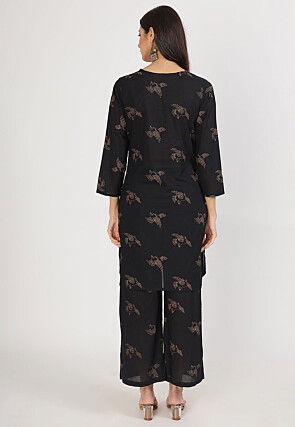 Printed Pure Cotton Co Ord Set in Black